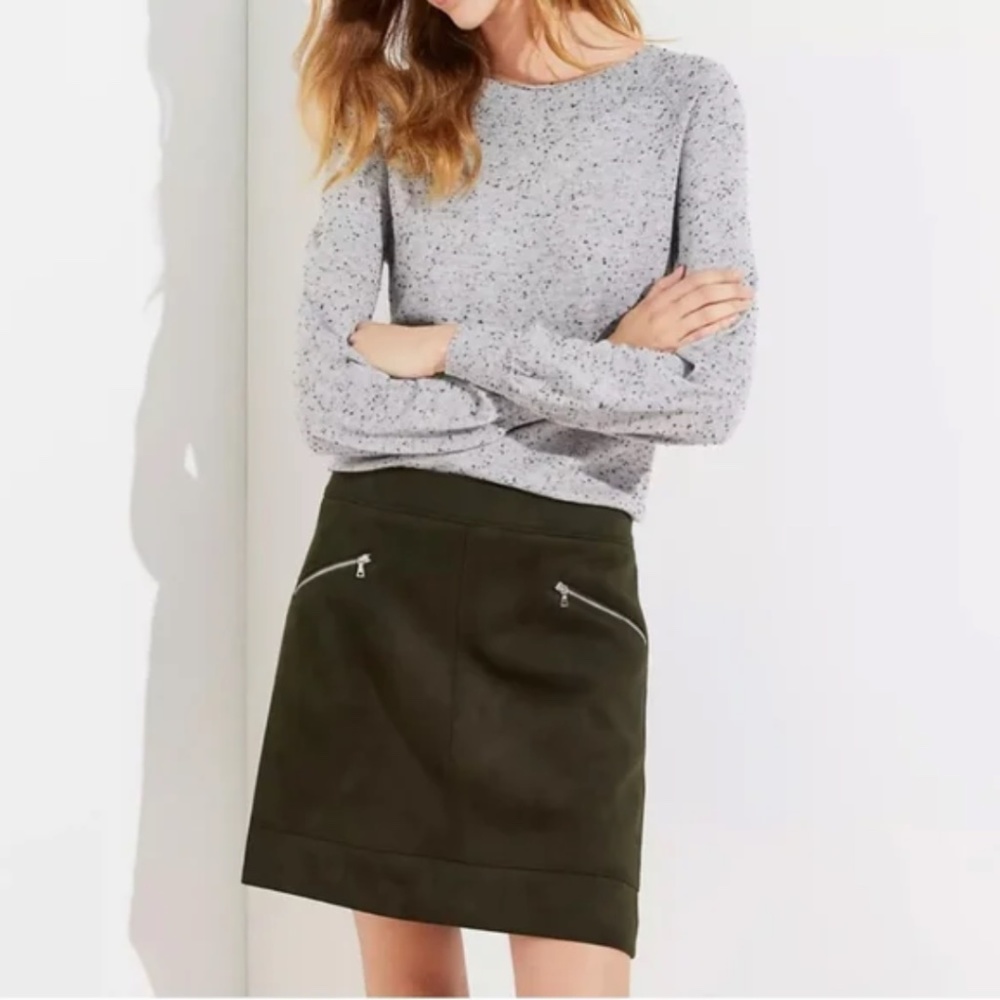 Loft Suede Miniskirt with Pockets - Olive Green